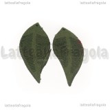 Coppia Ciondoli Foglie in Alcantara Verde 44x16mm 