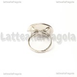 Base anello in metallo argentato con base tonda 20mm