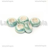 Perla in ceramica azzurra effetto perlato 13x6mm