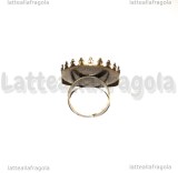 Base anello regolabile in metallo color bornzo con base merlettata 25mm