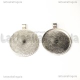 Base tonda Silver Plated 41x33mm per cammei 30mm