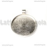 Base tonda Silver Plated 41x33mm per cammei 30mm