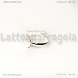 Base anello regolabile in ottone silver plated con piattello 10mm