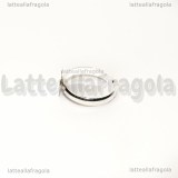 Base anello regolabile in ottone silver plated con piattello 10mm