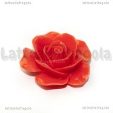 Rosa in corallo sintetico rosso 35x34.5mm con foro passante