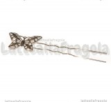 Fermaglio Capelli Farfalla Filigranata in metallo Silver Plated 85.5x22mm