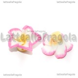Fiore in pasta polimerica bianco/rosa 25mm