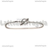 Base bracciale tipo pandora in metallo argentato 20cm