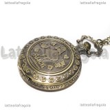 Orologio apribile Alice in Wonderland color bronzo 45mm collana 80cm